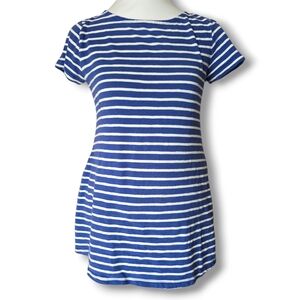 Old Navy Maternity Relaxed Blue and White Striped Short Sleeve Tee - Size Small